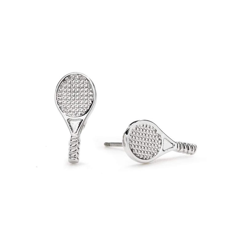 GIMMEDAT Tennis Racket Silver Stud Earrings Jewelry for Player Women Gift - Image 1